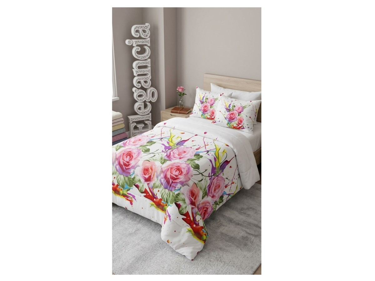 Elegancia Single Comforter Set Rose
