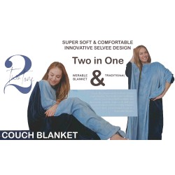 Two Tone Reversible Couch Blanket 127x127CM 001 Biege-Blue-Green-Pink-Grey-Dark Pink