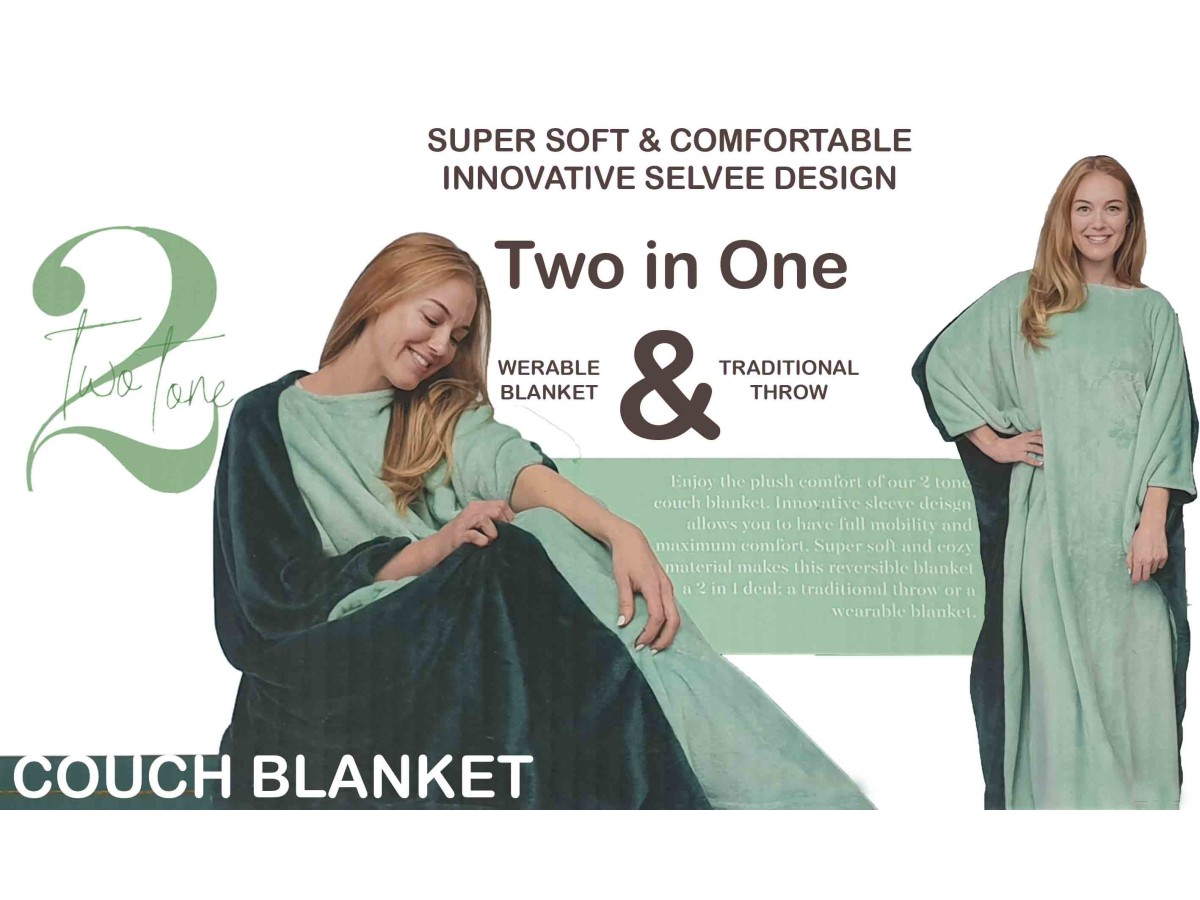 Two Tone Reversible Couch Blanket 127x127CM 001 C08