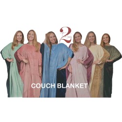 Two Tone Reversible Couch Blanket 127x127CM 001 Biege-Blue-Green-Pink-Grey-Dark Pink