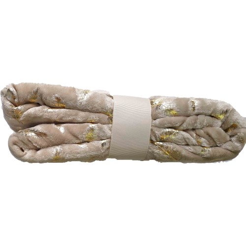Flannel Leaf Foil Blanket 127x152CM 001 Biege-Pink-Blue-Turquoise