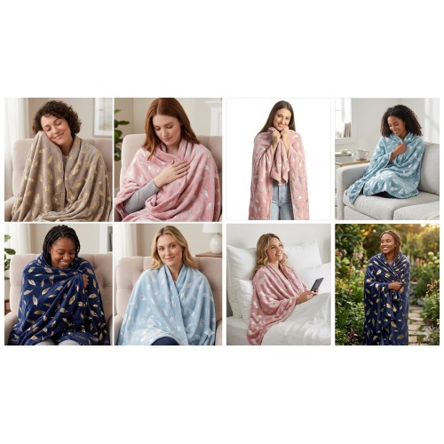 Elegancia Flannel Leaf Foil Blanket 127x152CM 001