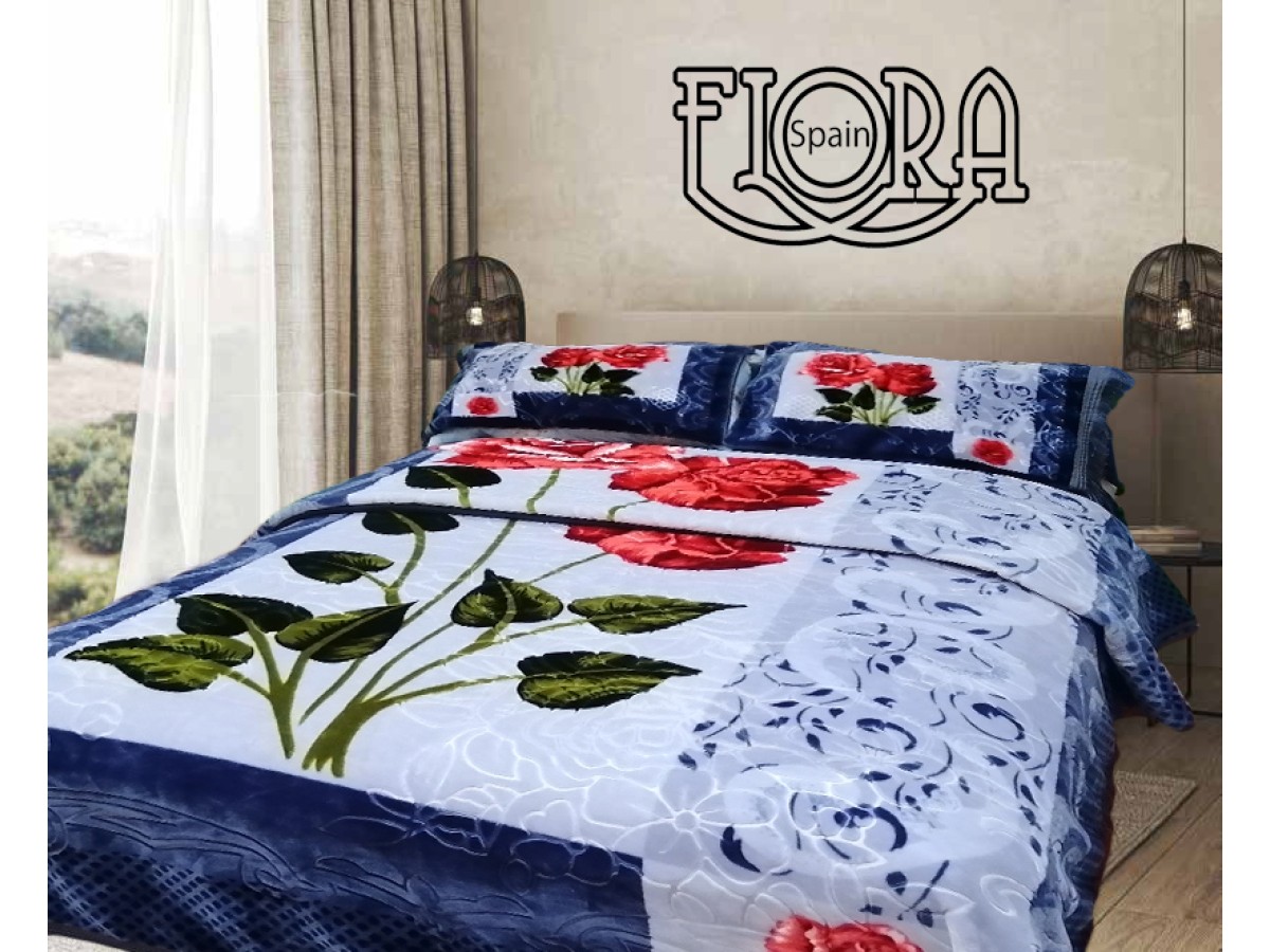 FLORA Classic 4Pc Blanket Set 220x240CM G4769 Blue