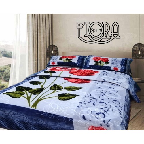 FLORA Classic 4Pc Blanket Set 220x240CM G4769 Blue