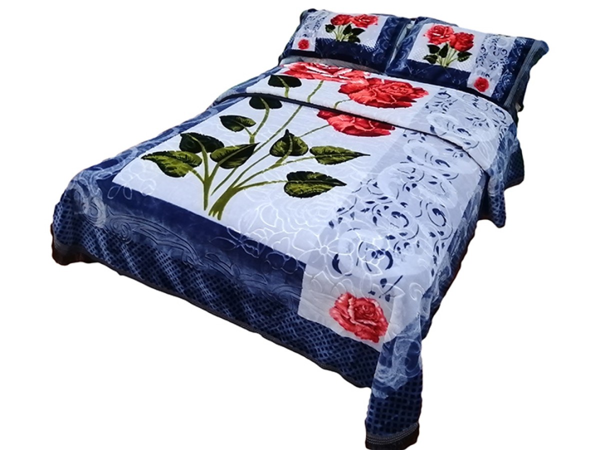 FLORA Classic 4Pc Blanket Set 220x240CM G4769 Blue