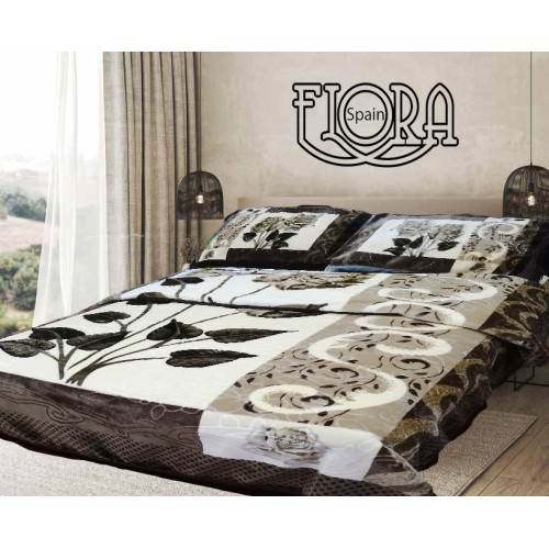 FLORA Classic 4Pc Blanket Set 220x240CM G4769 Brown