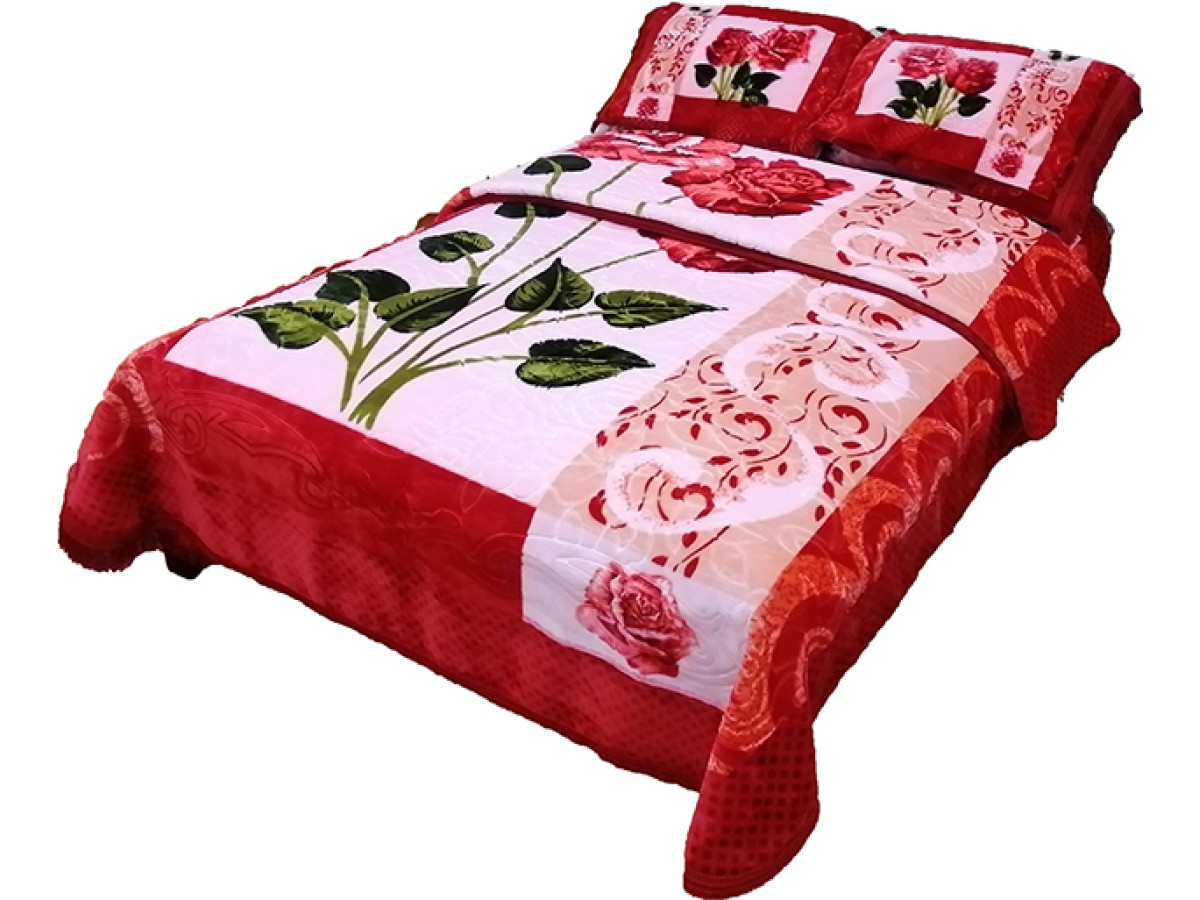 FLORA Classic 4Pc Blanket Set 220x240CM G4769 Red