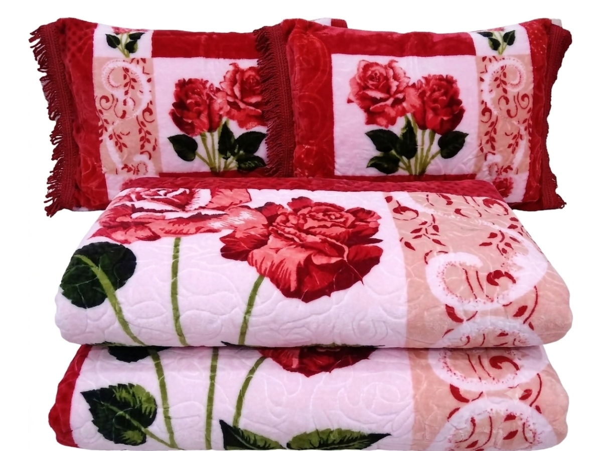 FLORA Classic 4Pc Blanket Set 220x240CM G4769 Red