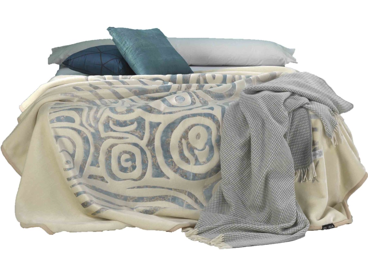 MORA 3D ART Blanket King 220x240CM J62 Cream-Blue