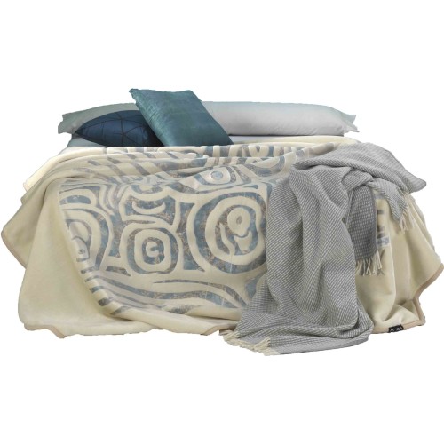 MORA 3D ART Blanket King 220x240CM J62 Cream-Blue