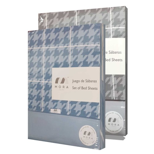 Mora Bedsheet Set 4pc King 270x270 CM  M82 Blue - Grey  