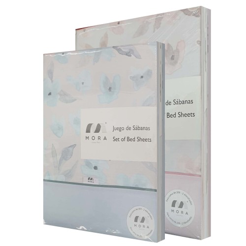 Mora Bedsheet Set 4pc King 270x270 CM  M92 Pink - Aqua  