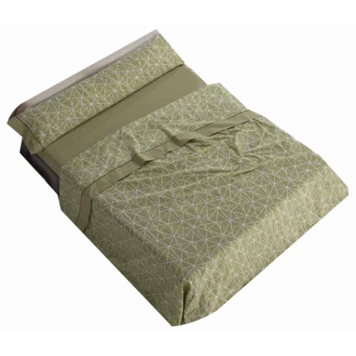 Mora Bedsheet Set 4pc King 270x270 CM  M81 Green - Grey  