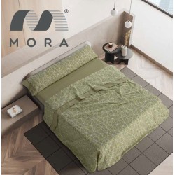 Mora Bedsheet Set 4pc King 270x270 CM  M81 Green - Grey  
