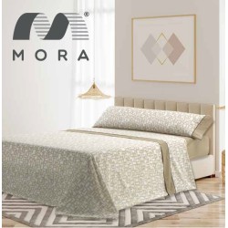 Mora Bedsheet Set 4pc King 270x270 CM  M83 Biege - Grey  