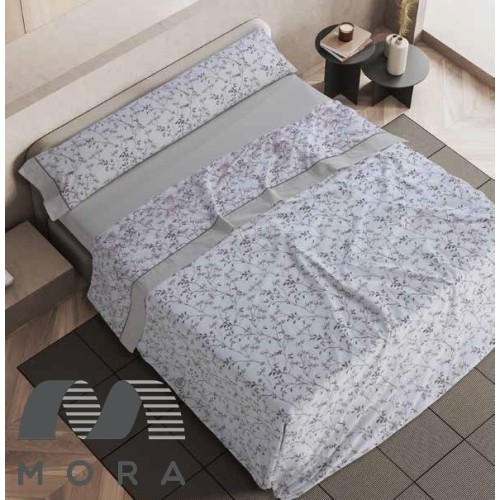Mora Bedsheet Set 4pc King 270x270 CM  M89 Biege - Grey  
