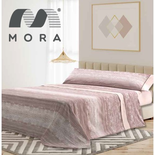 Mora Bedsheet Set 4pc King 270x270 CM  M93 Turquoise - Coral  