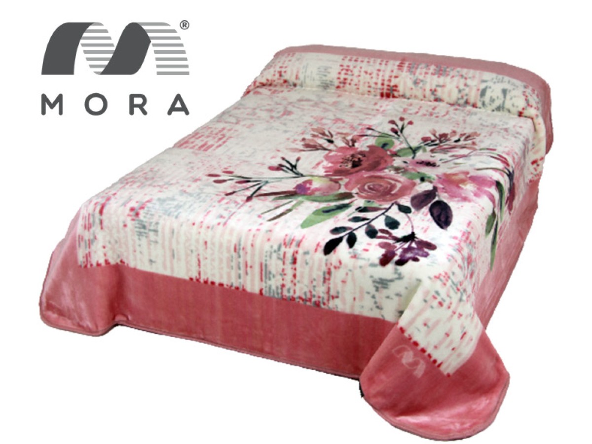 MORA King Blanket 220x240CM N90 Pink- Biege-Grey