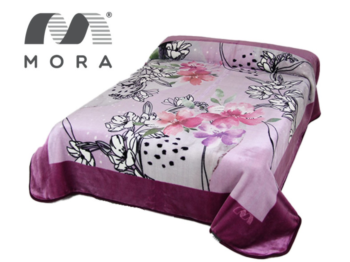 MORA King Blanket 220x240CM N92 Lavender- Burgundy-Grey-Brown