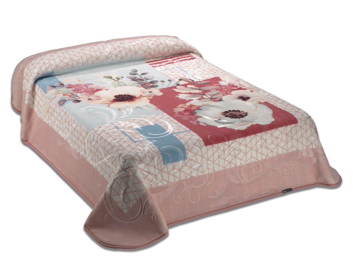 MORA King Blanket 220x240CM L95 Pink-Grey-Biege
