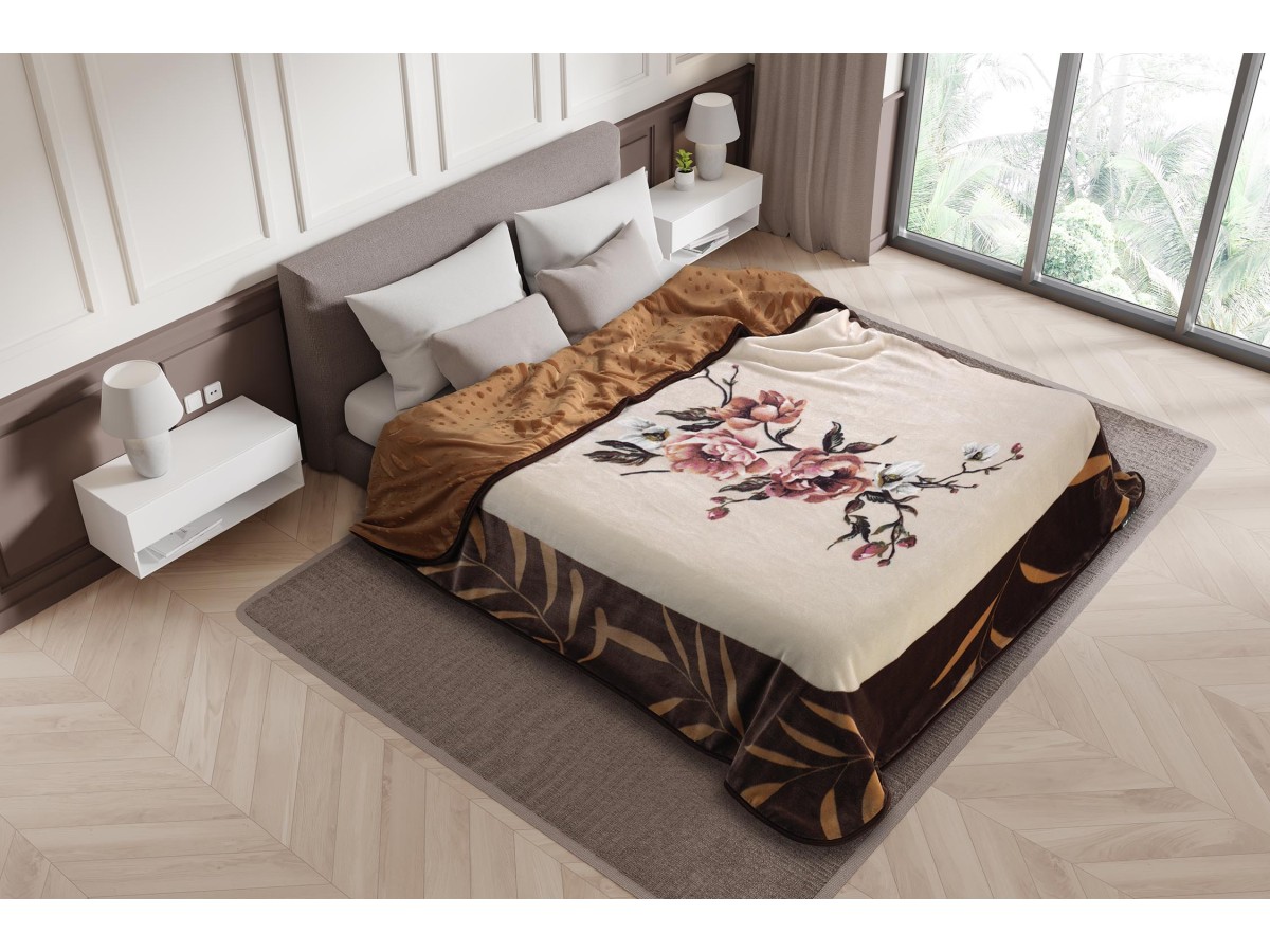 MORA King Blanket 220x240CM 2Ply Q28 Brown